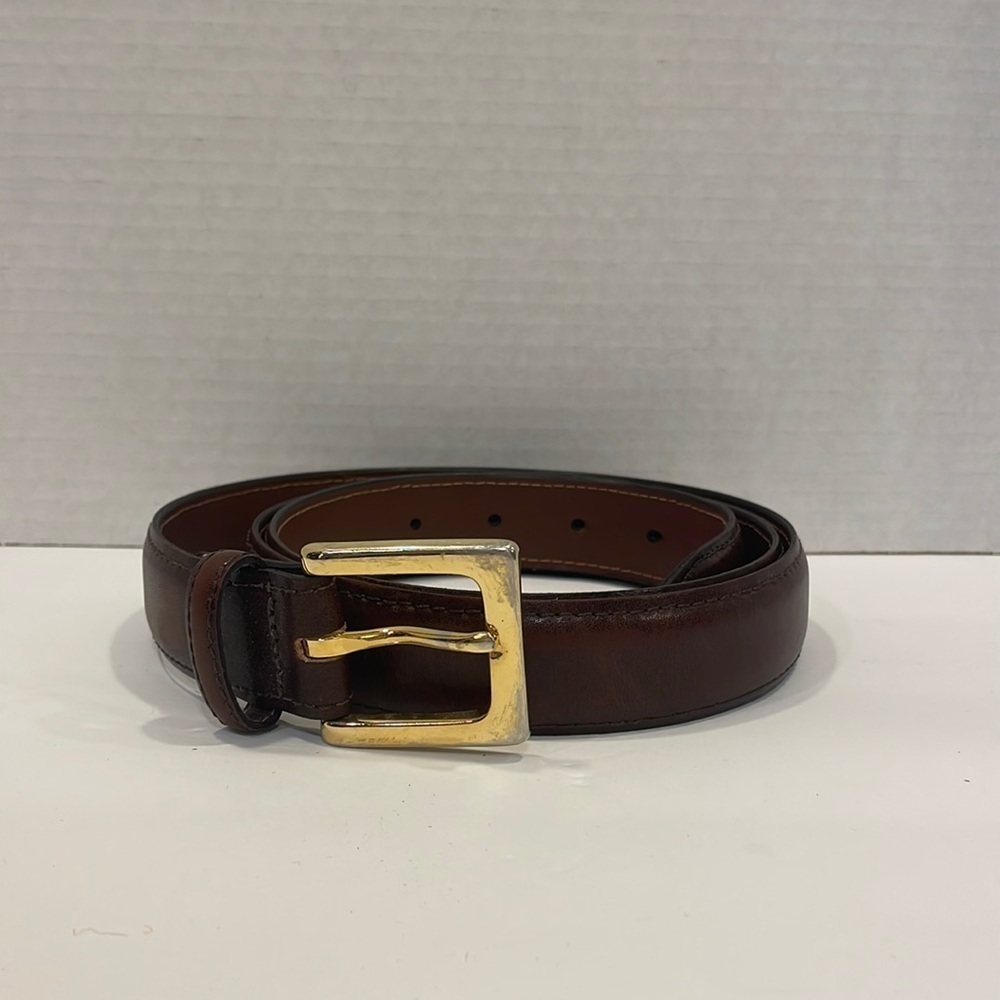 Brown leather & bonded leather 1 1/2” belt men’s size 44